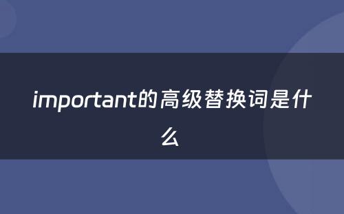 important的高级替换词是什么 