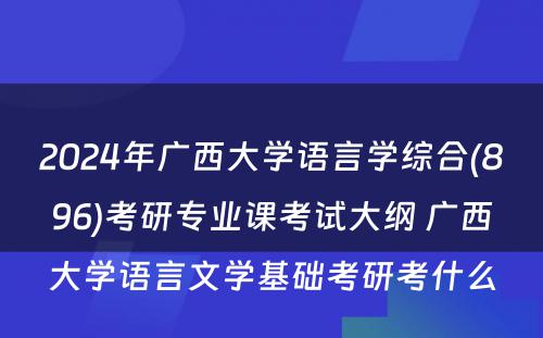 2024年广西大学语言学综合(896)考研专业课考试大纲 广西大学语言文学基础考研考什么