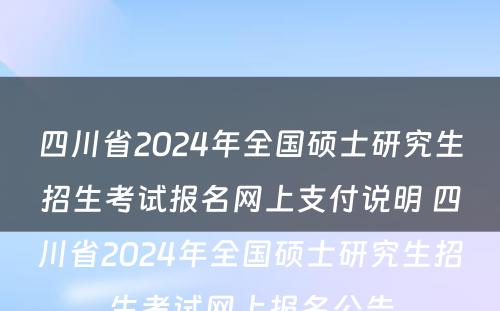 四川省2024年全国硕士研究生招生考试报名网上支付说明 四川省2024年全国硕士研究生招生考试网上报名公告