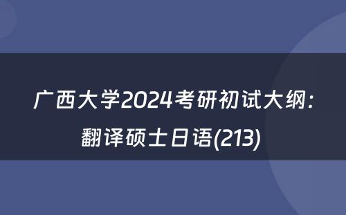 广西大学2024考研初试大纲：翻译硕士日语(213) 