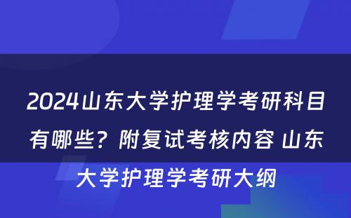 2024山东大学护理学考研科目有哪些？附复试考核内容 山东大学护理学考研大纲