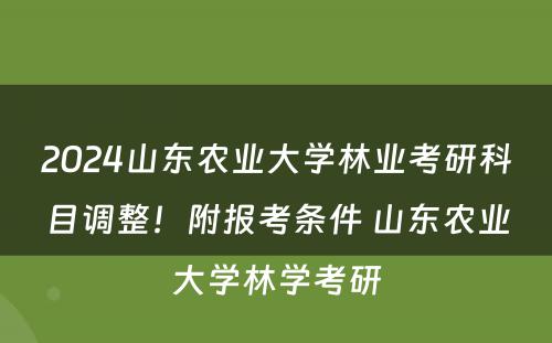 2024山东农业大学林业考研科目调整！附报考条件 山东农业大学林学考研