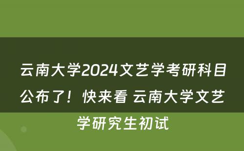云南大学2024文艺学考研科目公布了！快来看 云南大学文艺学研究生初试