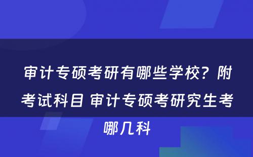 审计专硕考研有哪些学校？附考试科目 审计专硕考研究生考哪几科