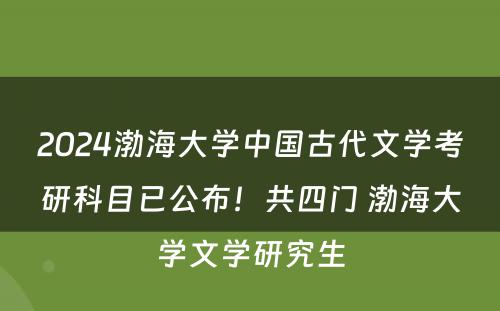 2024渤海大学中国古代文学考研科目已公布！共四门 渤海大学文学研究生