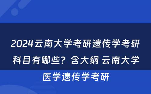 2024云南大学考研遗传学考研科目有哪些？含大纲 云南大学医学遗传学考研