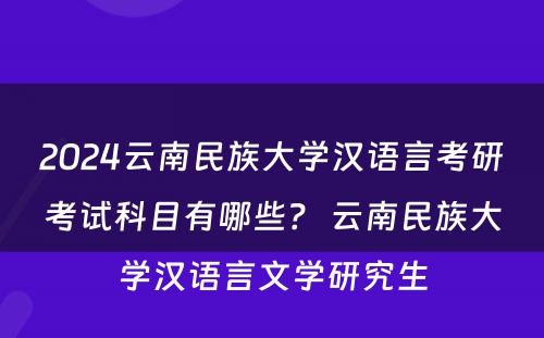 2024云南民族大学汉语言考研考试科目有哪些？ 云南民族大学汉语言文学研究生