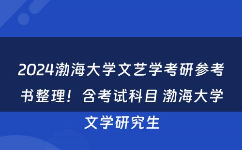 2024渤海大学文艺学考研参考书整理！含考试科目 渤海大学文学研究生
