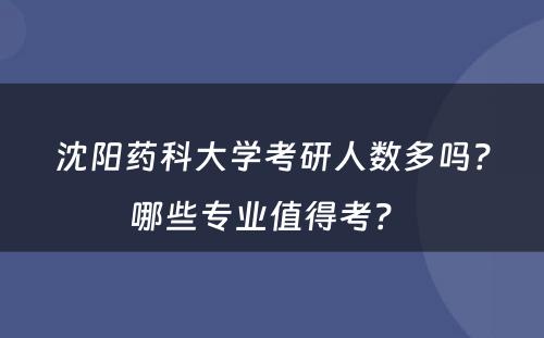 沈阳药科大学考研人数多吗？哪些专业值得考？ 