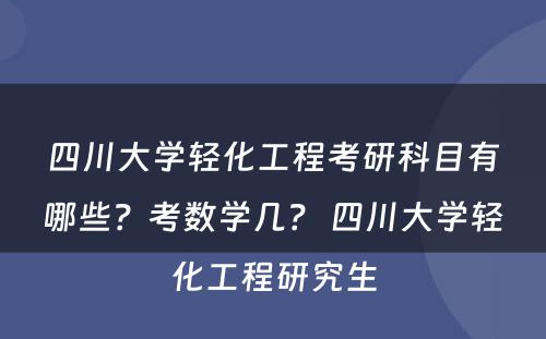 四川大学轻化工程考研科目有哪些？考数学几？ 四川大学轻化工程研究生