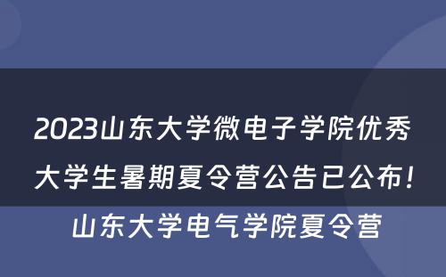 2023山东大学微电子学院优秀大学生暑期夏令营公告已公布！ 山东大学电气学院夏令营