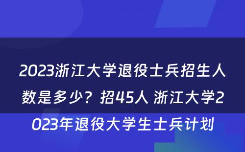 2023浙江大学退役士兵招生人数是多少？招45人 浙江大学2023年退役大学生士兵计划