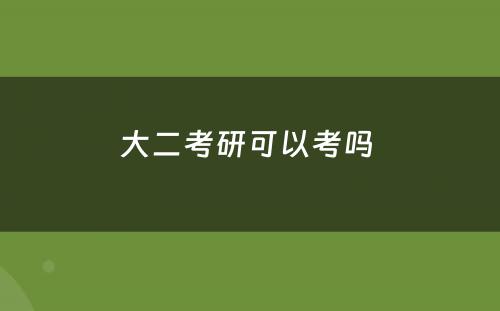 大二考研可以考吗 