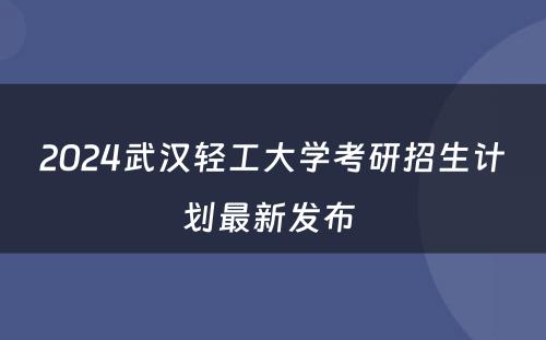 2024武汉轻工大学考研招生计划最新发布 