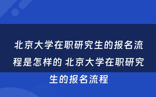 北京大学在职研究生的报名流程是怎样的 北京大学在职研究生的报名流程