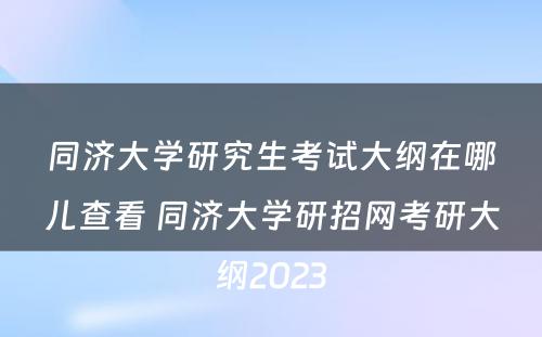 同济大学研究生考试大纲在哪儿查看 同济大学研招网考研大纲2023