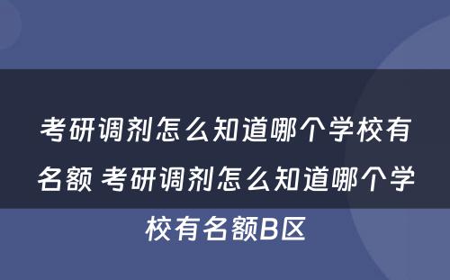 考研调剂怎么知道哪个学校有名额 考研调剂怎么知道哪个学校有名额B区