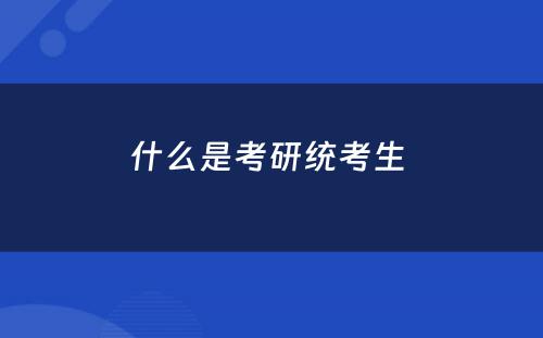 什么是考研统考生 
