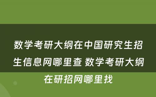 数学考研大纲在中国研究生招生信息网哪里查 数学考研大纲在研招网哪里找
