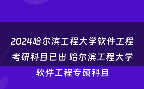 2024哈尔滨工程大学软件工程考研科目已出 哈尔滨工程大学软件工程专硕科目