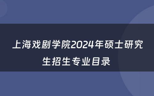 上海戏剧学院2024年硕士研究生招生专业目录 