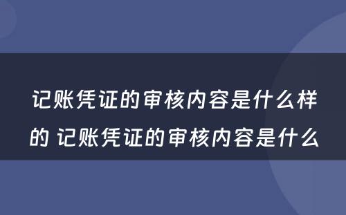 记账凭证的审核内容是什么样的 记账凭证的审核内容是什么