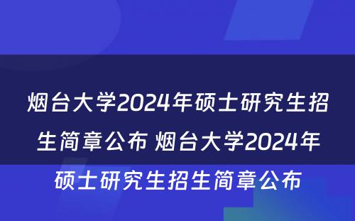 烟台大学2024年硕士研究生招生简章公布 烟台大学2024年硕士研究生招生简章公布
