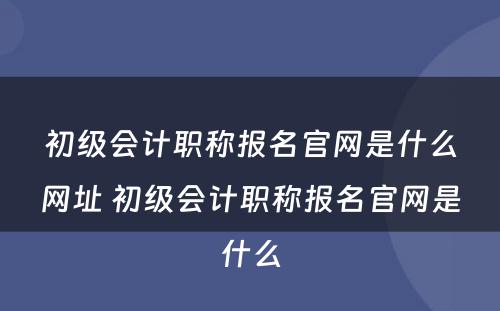 初级会计职称报名官网是什么网址 初级会计职称报名官网是什么