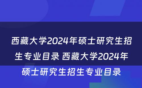 西藏大学2024年硕士研究生招生专业目录 西藏大学2024年硕士研究生招生专业目录