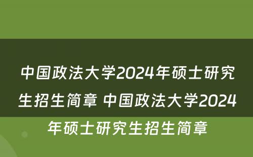 中国政法大学2024年硕士研究生招生简章 中国政法大学2024年硕士研究生招生简章