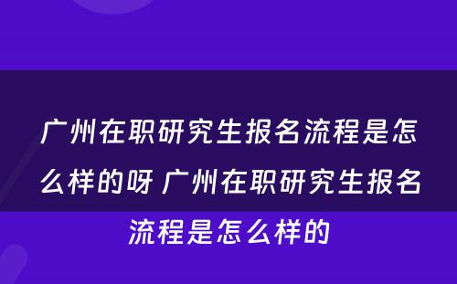 广州在职研究生报名流程是怎么样的呀 广州在职研究生报名流程是怎么样的