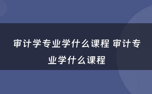 审计学专业学什么课程 审计专业学什么课程