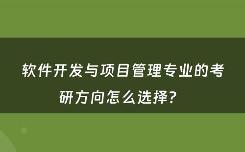 软件开发与项目管理专业的考研方向怎么选择？ 
