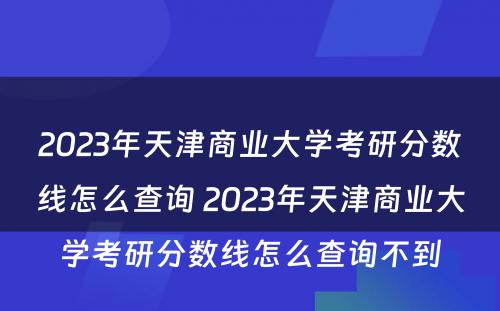 2023年天津商业大学考研分数线怎么查询 2023年天津商业大学考研分数线怎么查询不到