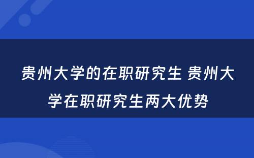 贵州大学的在职研究生 贵州大学在职研究生两大优势