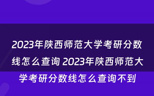 2023年陕西师范大学考研分数线怎么查询 2023年陕西师范大学考研分数线怎么查询不到