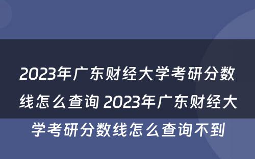 2023年广东财经大学考研分数线怎么查询 2023年广东财经大学考研分数线怎么查询不到