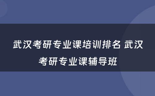 武汉考研专业课培训排名 武汉考研专业课辅导班