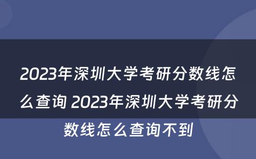 2023年深圳大学考研分数线怎么查询 2023年深圳大学考研分数线怎么查询不到