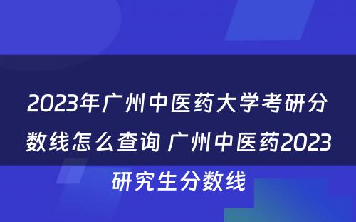 2023年广州中医药大学考研分数线怎么查询 广州中医药2023研究生分数线