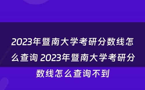 2023年暨南大学考研分数线怎么查询 2023年暨南大学考研分数线怎么查询不到