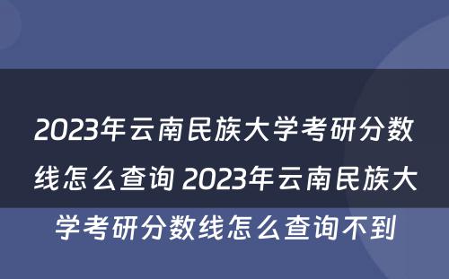 2023年云南民族大学考研分数线怎么查询 2023年云南民族大学考研分数线怎么查询不到
