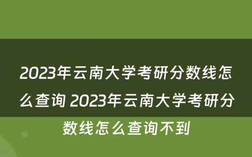 2023年云南大学考研分数线怎么查询 2023年云南大学考研分数线怎么查询不到