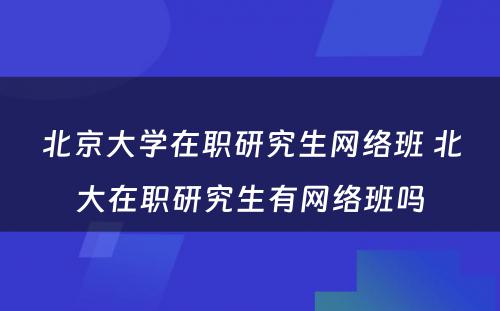 北京大学在职研究生网络班 北大在职研究生有网络班吗