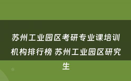 苏州工业园区考研专业课培训机构排行榜 苏州工业园区研究生