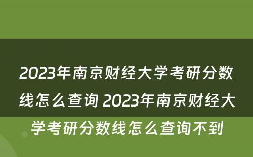 2023年南京财经大学考研分数线怎么查询 2023年南京财经大学考研分数线怎么查询不到