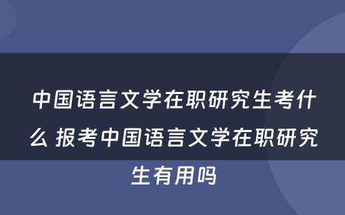 中国语言文学在职研究生考什么 报考中国语言文学在职研究生有用吗