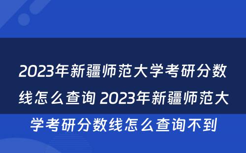 2023年新疆师范大学考研分数线怎么查询 2023年新疆师范大学考研分数线怎么查询不到