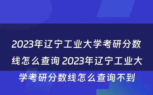 2023年辽宁工业大学考研分数线怎么查询 2023年辽宁工业大学考研分数线怎么查询不到