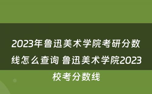 2023年鲁迅美术学院考研分数线怎么查询 鲁迅美术学院2023校考分数线